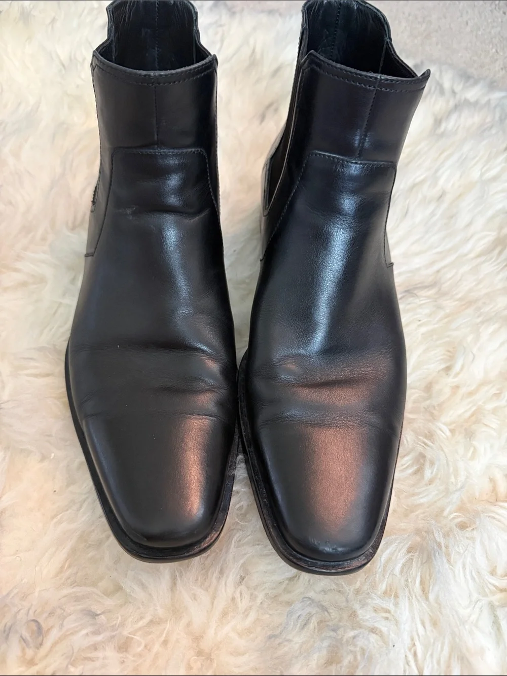 Men's Black Leather Boss  Chelsea Boots - Sleek Slip-On Dress Boots